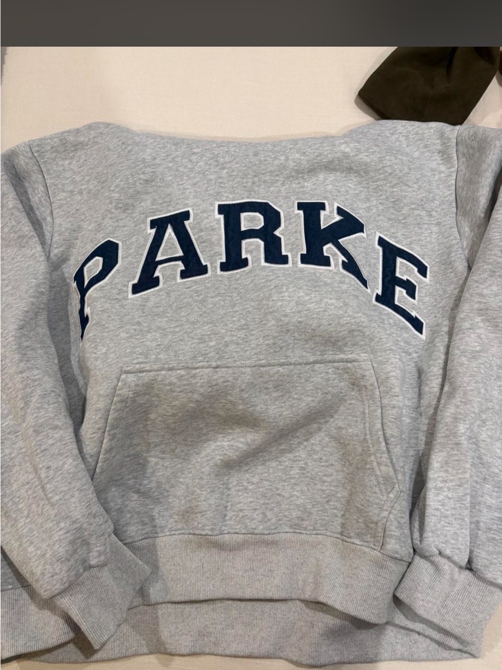 Parke Grey Pullover Hoodie with Navy Lettering